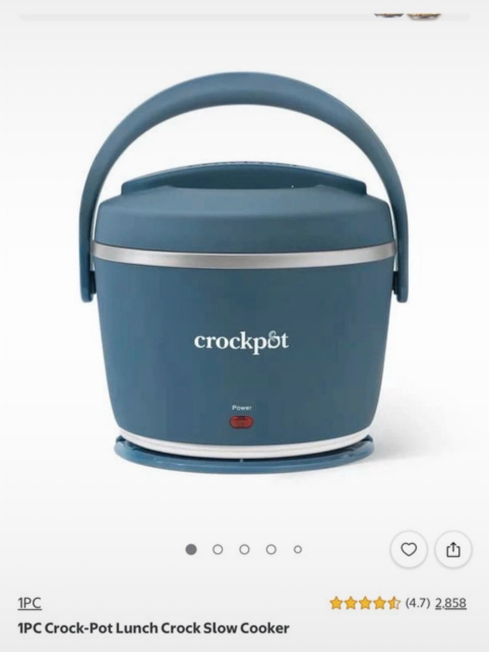 Crock-Pot Blue Portable Lunch Cooker with Handle